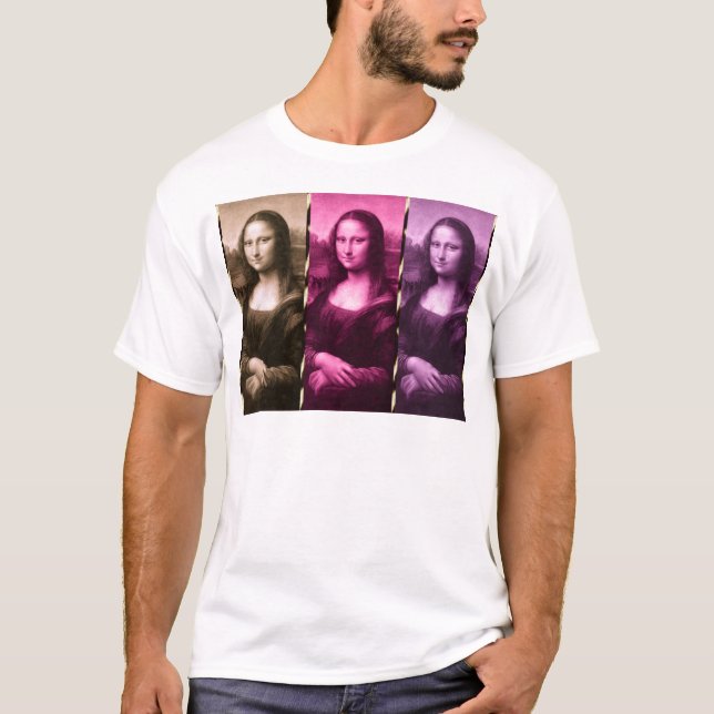 Mona Lisa Animal Print Purple Pink Chocolate T-Shirt (Front)