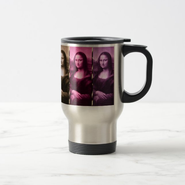 Mona Lisa Animal Print Purple Pink Chocolate Travel Mug (Right)