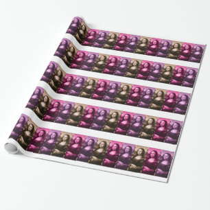 Mona Lisa Animal Print Purple Pink Chocolate Wrapping Paper