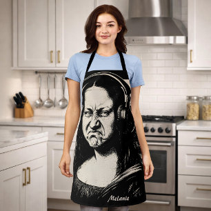 Mona Lisa Bass Face Funny Music Lovers DJs Apron