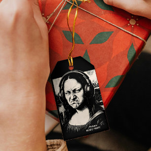 Mona Lisa Bass Face Funny Music Lovers DJs Gift Tags