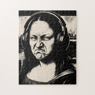 Mona Lisa Bass Face Funny Music Lovers DJs Jigsaw Puzzle