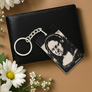Mona Lisa Bass Face Funny Music Lovers DJs Key Ring