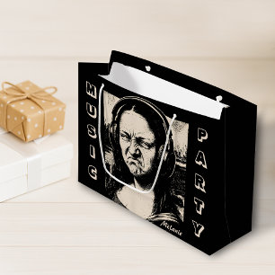 Mona Lisa Bass Face Funny Music Lovers DJs Large Gift Bag