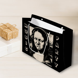 Mona Lisa Bass Face Funny Music Lovers DJs Large Gift Bag