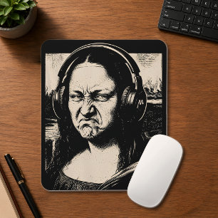 Mona Lisa Bass Face Funny Music Lovers DJs Mouse Mat
