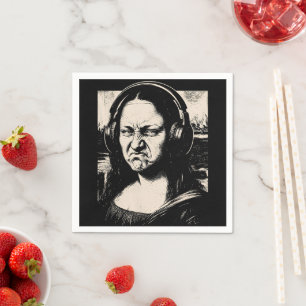 Mona Lisa Bass Face Funny Music Lovers DJs Napkin