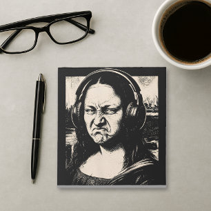 Mona Lisa Bass Face Funny Music Lovers DJs Notepad