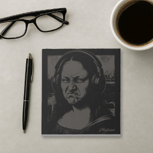 Mona Lisa Bass Face Funny Music Lovers DJs Notepad