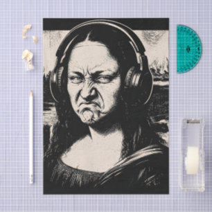 Mona Lisa Bass Face Funny Music Lovers DJs Tissue Paper