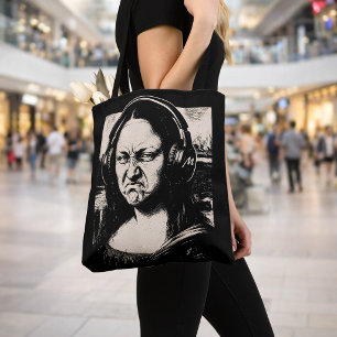 Mona Lisa Bass Face Funny Music Lovers DJs Tote Bag