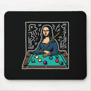 Mona-lisa Billiards - Funny Mona-lisa Pool Billiar Mouse Mat