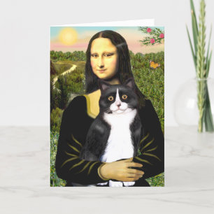 Mona Lisa - black and white cat Card