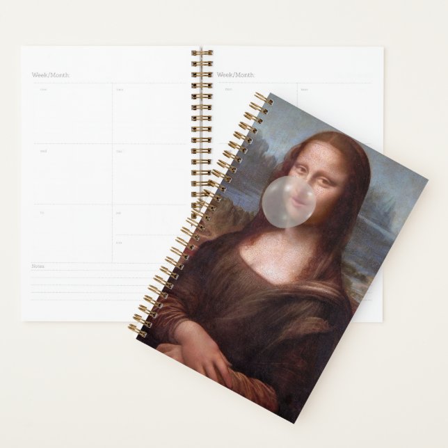 Mona Lisa blowing gray bubble gum Planner (Display)