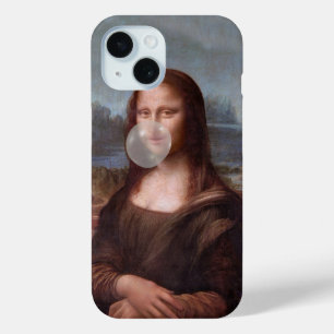 Mona Lisa blowing grey bubble gum iPhone 15 Case