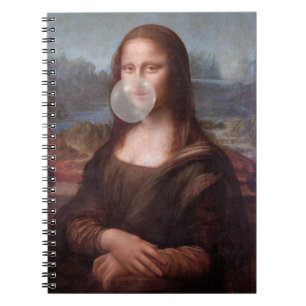 Mona Lisa blowing grey bubble gum Notebook