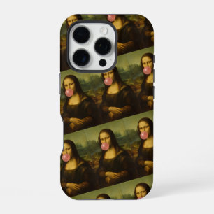 Mona Lisa Blowing Pink Bubble Gum iPhone 16 Pro Case