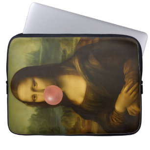 Mona Lisa Blowing Pink Bubble Gum Laptop Sleeve