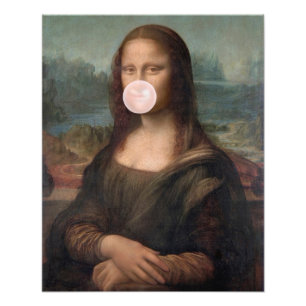 Mona Lisa Blowing Pink Bubble gum Photo Print