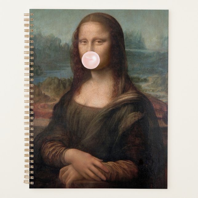 Mona Lisa Blowing Pink Bubble gum  Planner (Front)