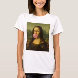 Mona Lisa Blowing Pink Bubble Gum T-Shirt