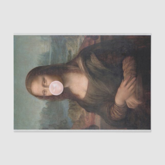 Mona Lisa Blowing Pink Bubble gum  Tissue Paper (Front)