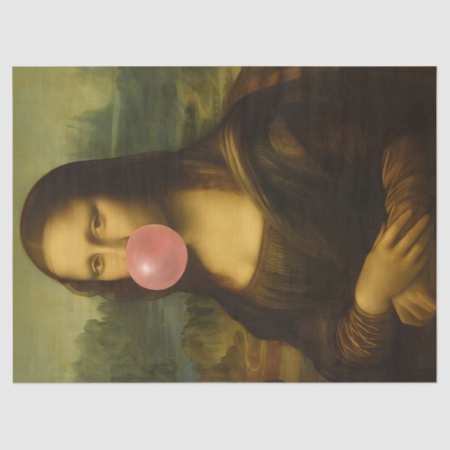 Mona Lisa Blowing Pink Bubble Gum Tissue Paper (Front)