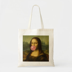 Mona Lisa Blowing Pink Bubble Gum Tote Bag