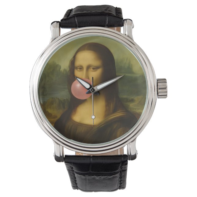Mona Lisa Blowing Pink Bubble Gum Watch (Front)