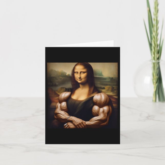 Mona Lisa Bodybuilding Funny Gift 1  Card (Front)
