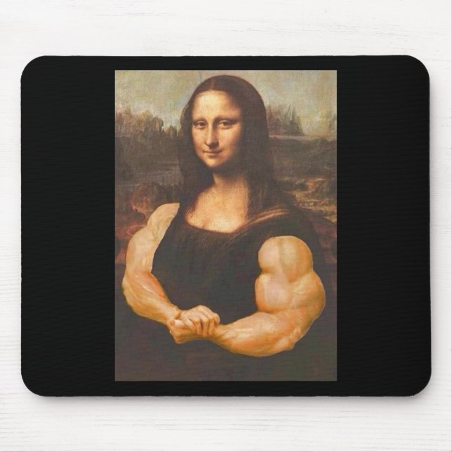 Mona Lisa Bodybuilding Muscle Gym Workout Outfits  Mouse Mat (Front)