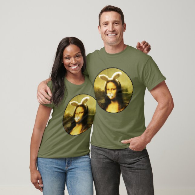 Mona Lisa Bunny Ears Easter T-Shirt (Unisex)