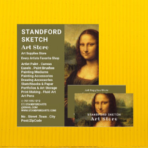 Mona Lisa By Leonardo Da Vinci, Art Supplies Store Business Card