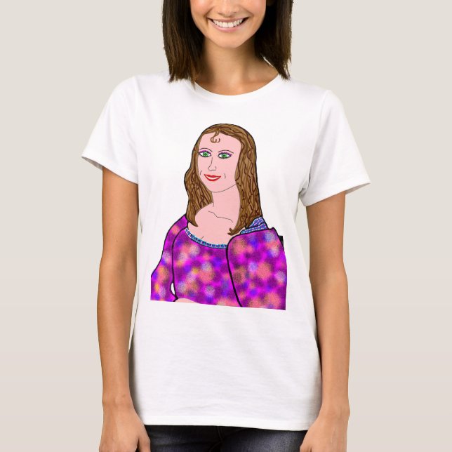 Mona Lisa Cartoon Image T-Shirt (Front)