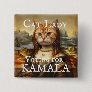 Mona Lisa Cat for Kamala Button