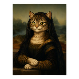 Mona Lisa Cat Parody Renaissance Art Poster