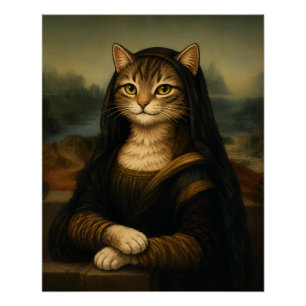 Mona Lisa Cat Parody Renaissance Art Poster