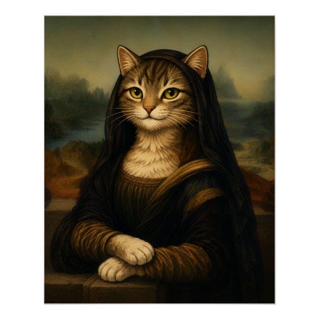Mona Lisa Cat Parody Renaissance Art Poster (Front)