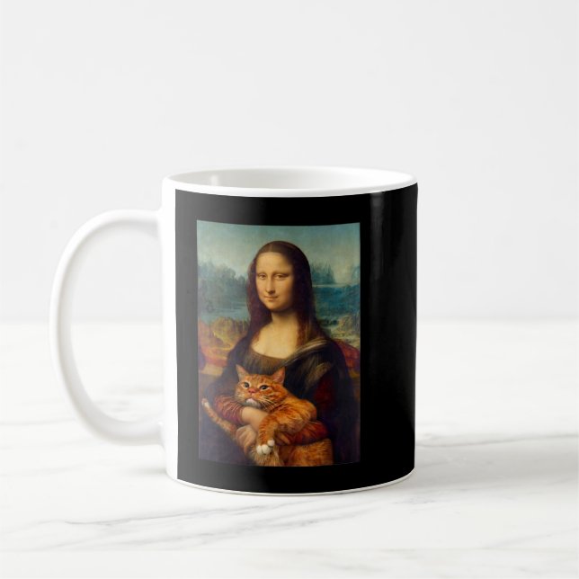 Mona Lisa + Cat T-Shirt T-Shirt Coffee Mug (Left)