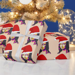 MONA LISA CHRISTMAS FUNNY WRAPPING PAPER