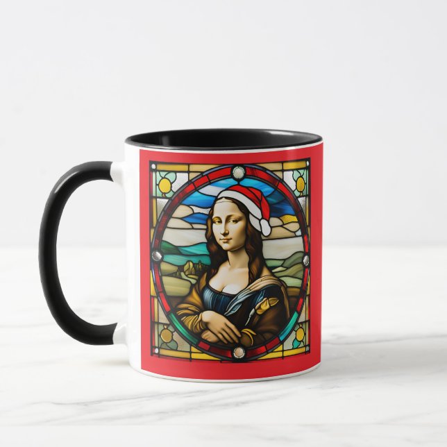 Mona Lisa Christmas Stained Glass Mug (Left)