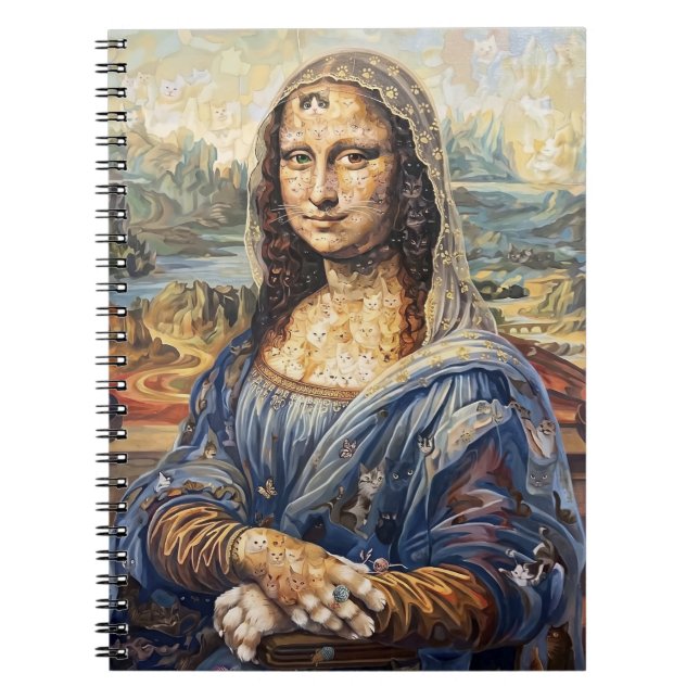 Mona Lisa collage art made with cat faces Notebook (Front)