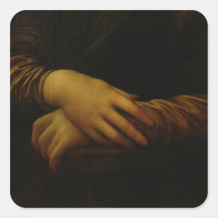 Mona Lisa, detail of her hands, c.1503-06 Square Sticker