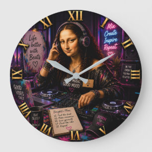 Mona Lisa DJ Funny Music Studio Large Clock