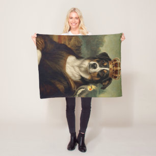 Mona Lisa Dog with Cockatiel Parrot Fleece Blanket