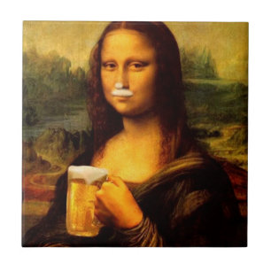 Mona Lisa drinking beer Beer lover Tile