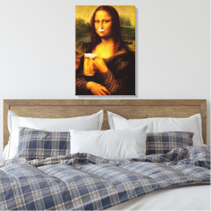 Mona Lisa drinking beer Beer lovers  Canvas Print