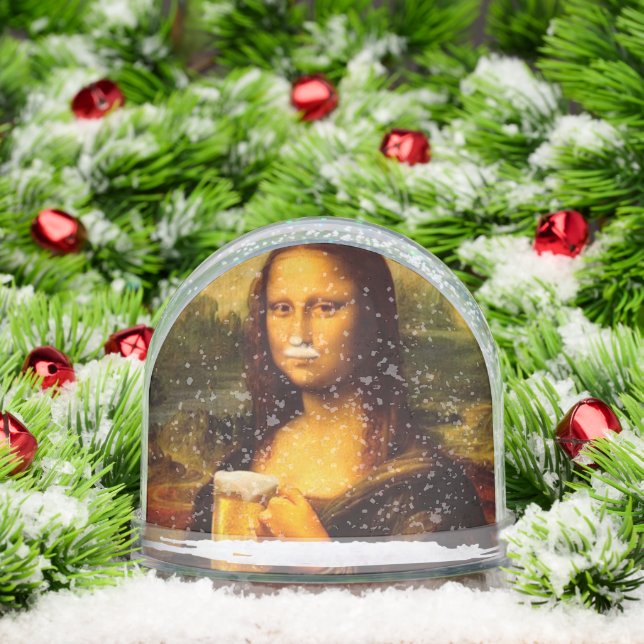 Mona Lisa drinking beer Beer lovers  Snowglobe (Christmas)