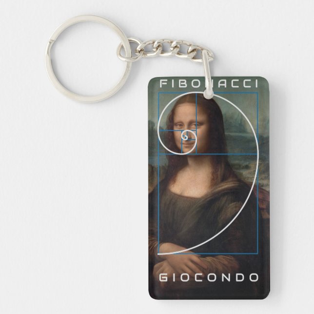 Mona Lisa Fibonacci Spiral Gold Ratio Key Ring (Front)