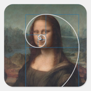 Mona Lisa Fibonacci Spiral Gold Ratio Square Sticker